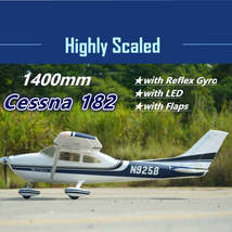FMS RC Airplane Sky Trainer Cessna 182 1400mm 1.4m 5CH with Flaps LED Reflex Gyr - £146.94 GBP