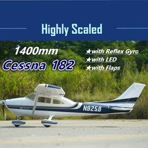 FMS RC Airplane Sky Trainer Cessna 182 1400mm 1.4m 5CH with Flaps LED Reflex Gyr - £146.94 GBP