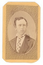 Antique CDV Circa 1870s Halls Handsome Young Man With Wavy Hair Hackensack, NJ - £7.43 GBP