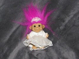 Russ 5 in. Bride Troll with Fuchsia Hair Lacy and Satiny - £11.76 GBP
