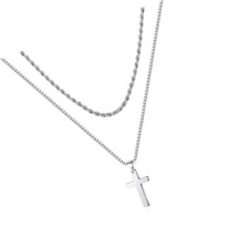 Cross Chain Necklace for Men, Stainless Steel Cuban Link for - £38.18 GBP