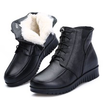DRKANOL 2021 Women Winter Snow Boots Classic Black Genuine Leather Thick Wool  W - £63.96 GBP