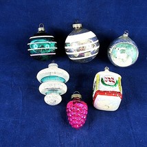 Vintage Christmas Ornaments Deer Indent House Pine Cone Mixed Lot of 6 - £17.65 GBP