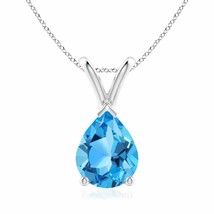 Authenticity Guarantee 
ANGARA Swiss Blue Topaz Solitaire Pendant Necklace in... - £423.02 GBP