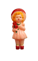 Toy Doll Rattle Retro Hard Plastic Hand Painted Pink Body Blonde Girl 3.25&quot; - $21.39