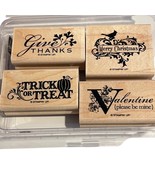 Stampin Up! Holiday Best Rubber Stamp Set 4 Pc Unused Seasonal Designs - €9,86 EUR