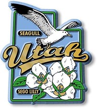 Utah State Bird and Flower Map Magnet by Classic Magnets, Collectible Souvenirs  - £3.77 GBP