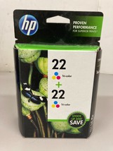 TWIN (2) PACK Genuine OEM HP #22 (C9532AN) TRI-COLOR Inkjet CARTRIDGES -... - $10.95