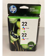 TWIN (2) PACK Genuine OEM HP #22 (C9532AN) TRI-COLOR Inkjet CARTRIDGES -... - $201.20 MXN