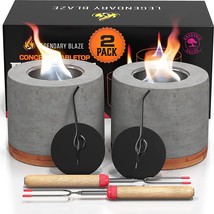 2 Pack Gardenix Decor Concrete Tabletop Fire Pit With Bamboo Base; Burns Ethanol - £35.58 GBP