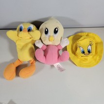 Tweety Bird Lot of 3 Plush Yellow and Yellow and Pink and Keychain Coin Pouch - £15.18 GBP