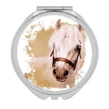 White Horse : Gift Compact Mirror Classic Drawing Art Artistic Paint Farm Animal - £10.32 GBP