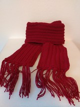 Handmade Maroon Crochet Ribbed Scarf With POCKETS and Fringe - £30.33 GBP
