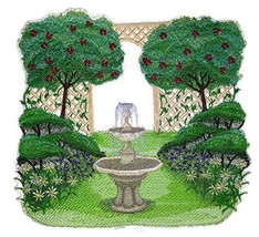 Custom and Unique Garden Fountain Scene Embroidered Iron on/Sew Patch [7.82&quot; * 7 - £27.85 GBP