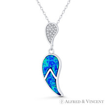 Tear-Drop Lab-Created Opal Cubic Zirconia 925 Sterling Silver Statement Pendant - £16.02 GBP+