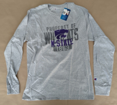 Champion NCAA Kansas State Wildcats Mens Long Sleeve T-Shirt Sz M Gray NWT - $258.34 MXN