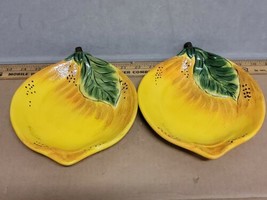 Pier 1 Imports Lemon Plate Hand Crafted Earthenware China Made set of 2 Used  - £27.83 GBP