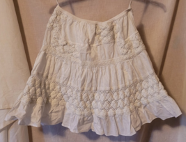 Women's Cato Skirt Size Small Mid-Thigh Solid White Lace Half Lining Sas... - $14.99