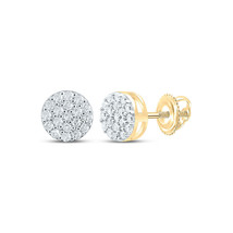 Yellow-tone Sterling Silver Womens Round Diamond Cluster Earrings 1/4 Cttw - £100.05 GBP