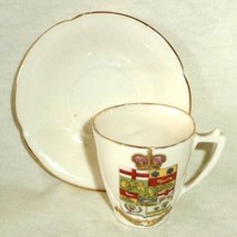 Fairy Ware Crested Canada Miniature Cup &amp; Saucer Gold Trim - £14.58 GBP