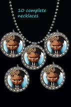 African American Black boss baby  Bottle Cap Necklaces party favors lot ... - £7.09 GBP