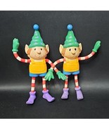 Bendies Christmas Elves Bendable Posable Vintage Décor Toy Set Of 2 - £14.85 GBP