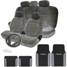 For Bmw Premium Grade Grey Velour Car Truck Seat Covers Vinyl Mats Set - £50.26 GBP