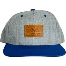 California Republic - Gray &amp; Blue w/ Leather Patch - Snapback Hat Cap  - £7.48 GBP