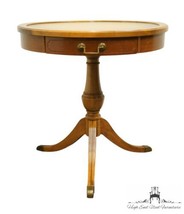 MERSMAN FURNITURE Traditional Style 26&quot; Round Accent Table w. Tooled Leather ... - £398.59 GBP