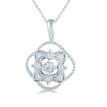 1/8ct tw Diamond Cushion Cluster Fashion Pendant in Sterling Silver with 18&quot; cab - £31.96 GBP