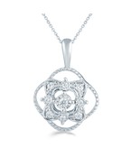 1/8ct tw Diamond Cushion Cluster Fashion Pendant in Sterling Silver with... - £31.33 GBP