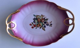 Old Vintage 50s Cmielow Porcelain Fruit Tray Hand Painted with Gold Poland - £36.49 GBP