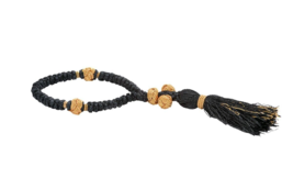 50 Knots Gold-emboidered  Greek Orthodox Prayer-rope Rosary Chotki Black... - £18.28 GBP