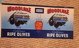 WOODLAKE Brand, Vintage Olive *AN ORIGINAL 1940s TIN CAN LABEL* - $7.95