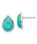 Sterling Silver Rhodium-plated Imitation Turquoise Teardrop Post Earrings - $54.86