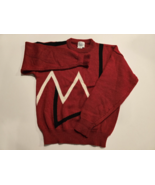 Vintage 80&#39;s Nils Size Large Pullover Wool Blend Sweater-RED-White-Black - €26,78 EUR