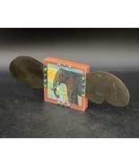 Mixed Media Metal Elephant Ears Wood &amp; Beads Art Wall Decor Signed 2010 - $423.28 MXN