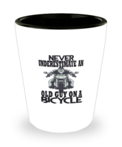 Shot Glass Tequila Party Funny Never Underestimate an old guy on a bicycle  - £15.88 GBP