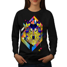 Wellcoda Colourful Wolf Shape Geometry Womens Sweatshirt - $36.10+