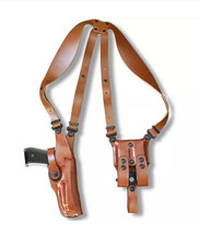Fits Beretta 92FS 9mm 4.9”BBL Leather Shoulder Holster Double Mag Case #1532# RH - $169.99