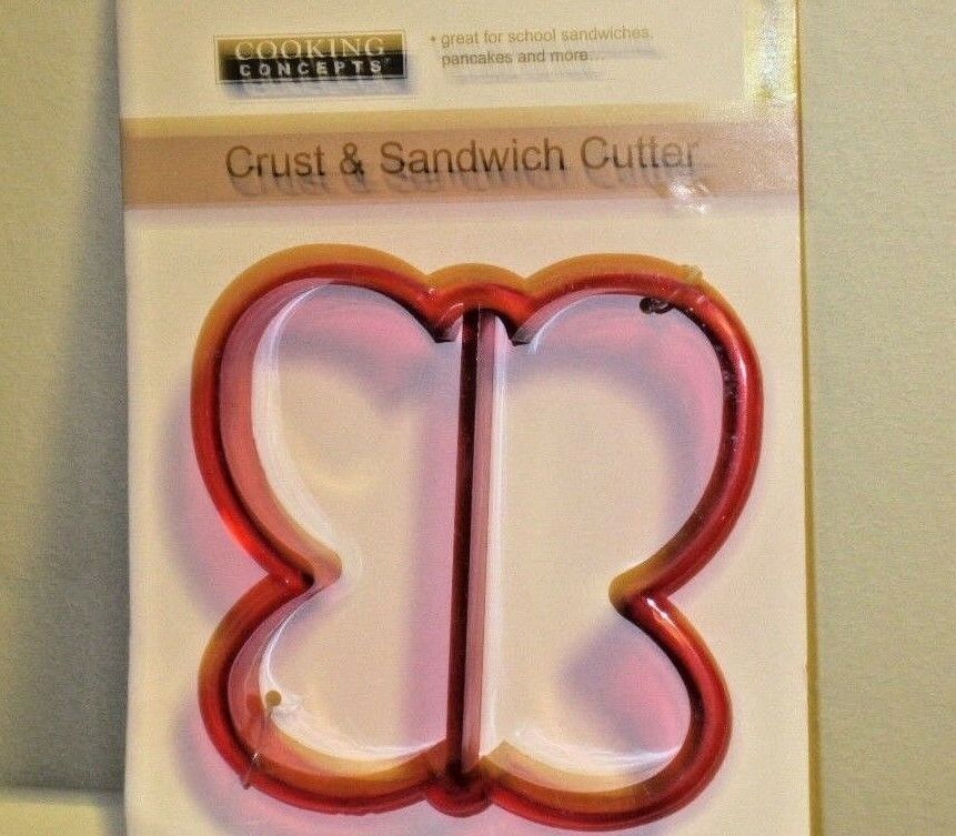Crust Sandwich Cutter Butterfly Shape Red Clear Plastic - £4.70 GBP