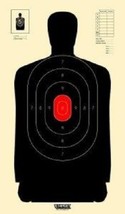 B34 Silhouette Targets - Black With Red Center Targets, Pack of 25 - $16.50