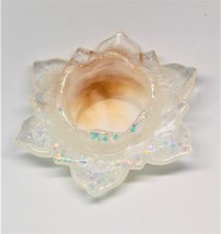 Caramel and white Lotus candle holder, Open Blossom, Unique glitter resi... - $9.00