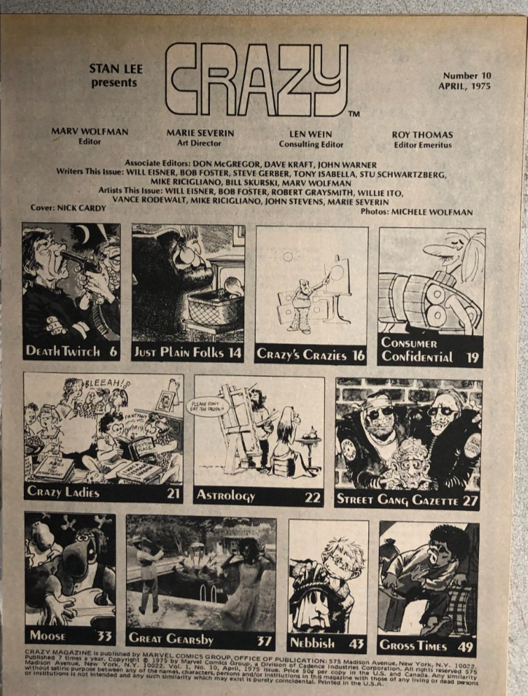 CRAZY humor magazine #10 (1975) Marvel Comics B&W FINE+ Item image 2