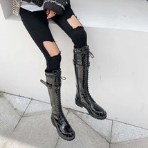  pot winter cow leather cross tied round toe rock singer equestrian boots big size keep thumb200