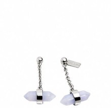 Coach Authentic Silver And Pale Blue Amulet Drop Earrings NWT - £39.83 GBP