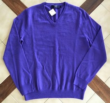 J.CREW Men&#39;s Purple Long Sleeve V-Neck Merino Wool Knit Sweater (S) NWT - £23.41 GBP
