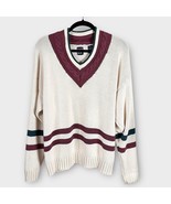 GAP Vintage V-Neck Tennis Sweater Beige Maroon Blue 90’s Men’s XL Preppy... - $67.01 CAD