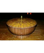 COLORFUL VINTAGE BROWN MADE IN ENGLAND ROUND ORNATE COLLECTIBLE TIN CONT... - $444.76 MXN