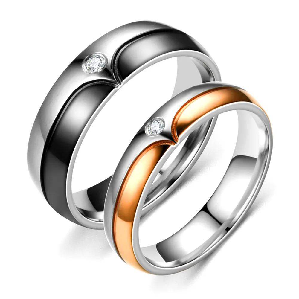  2pcs Stainless Steel Wedding  Engagement Ring  Pairs Wedding Couple  Se... - £32.38 GBP